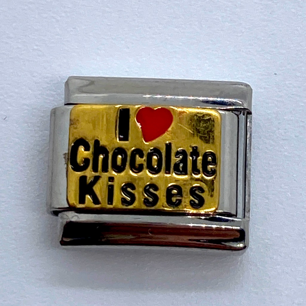 I Love Chocolate Kisses Uberry Italian Charm Silver Tone 5$